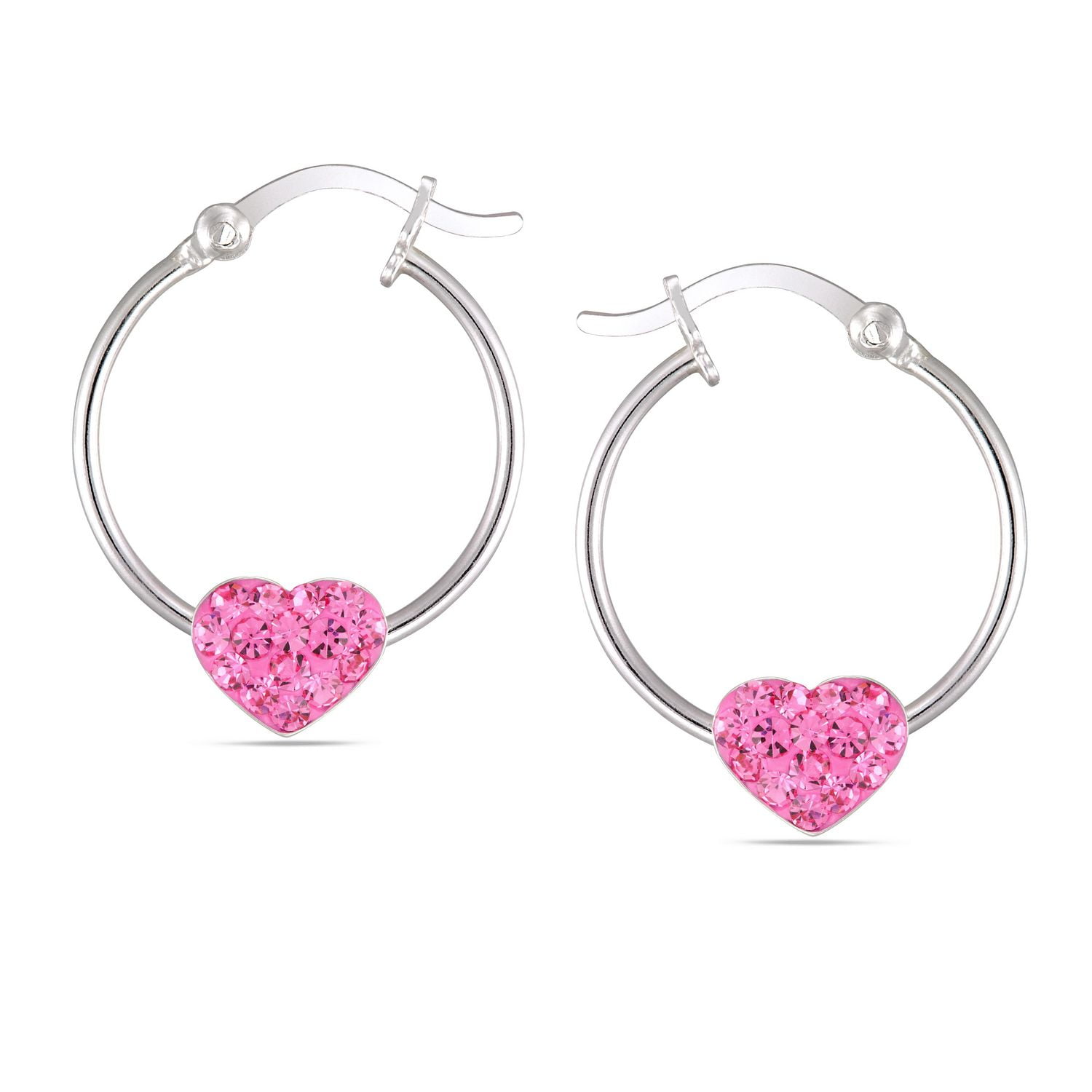 Anneaux moyens Quintessential en argent sterling avec cœur rose