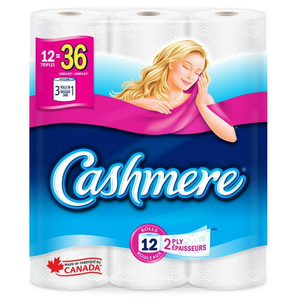Papier hygiénique Cashmere, hypoallergénique et sans danger pour les fosses septiques, 12 roul. triples = 36 roul. simples 12 roul. triples = 36 roul. simples
