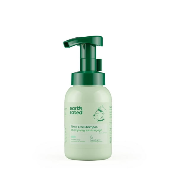 Earth Rated Rinse-Free Dog Shampoo, All Coat Types, Waterless, Cucumber Mint Scent, 1 x 148mL Rinse-Free Dog Shampoo