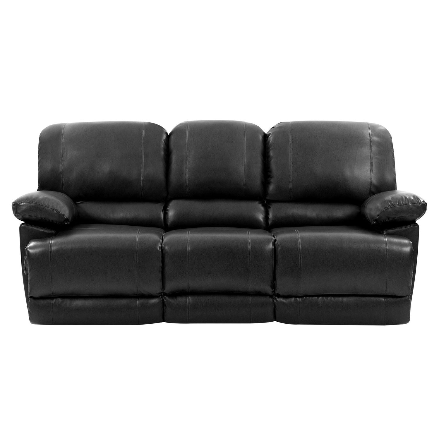 Corliving Plush Reclining Bonded Leather Sofa With Fold Down