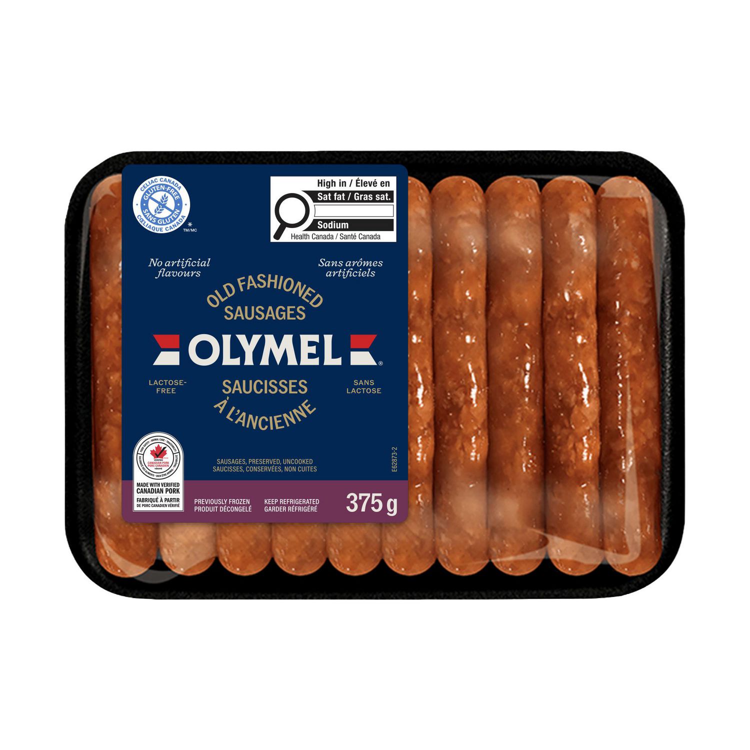 Olymel Old Fashioned Sausages 375g, 37.5 g x 10 sausages, 9 g protein/2 sausages