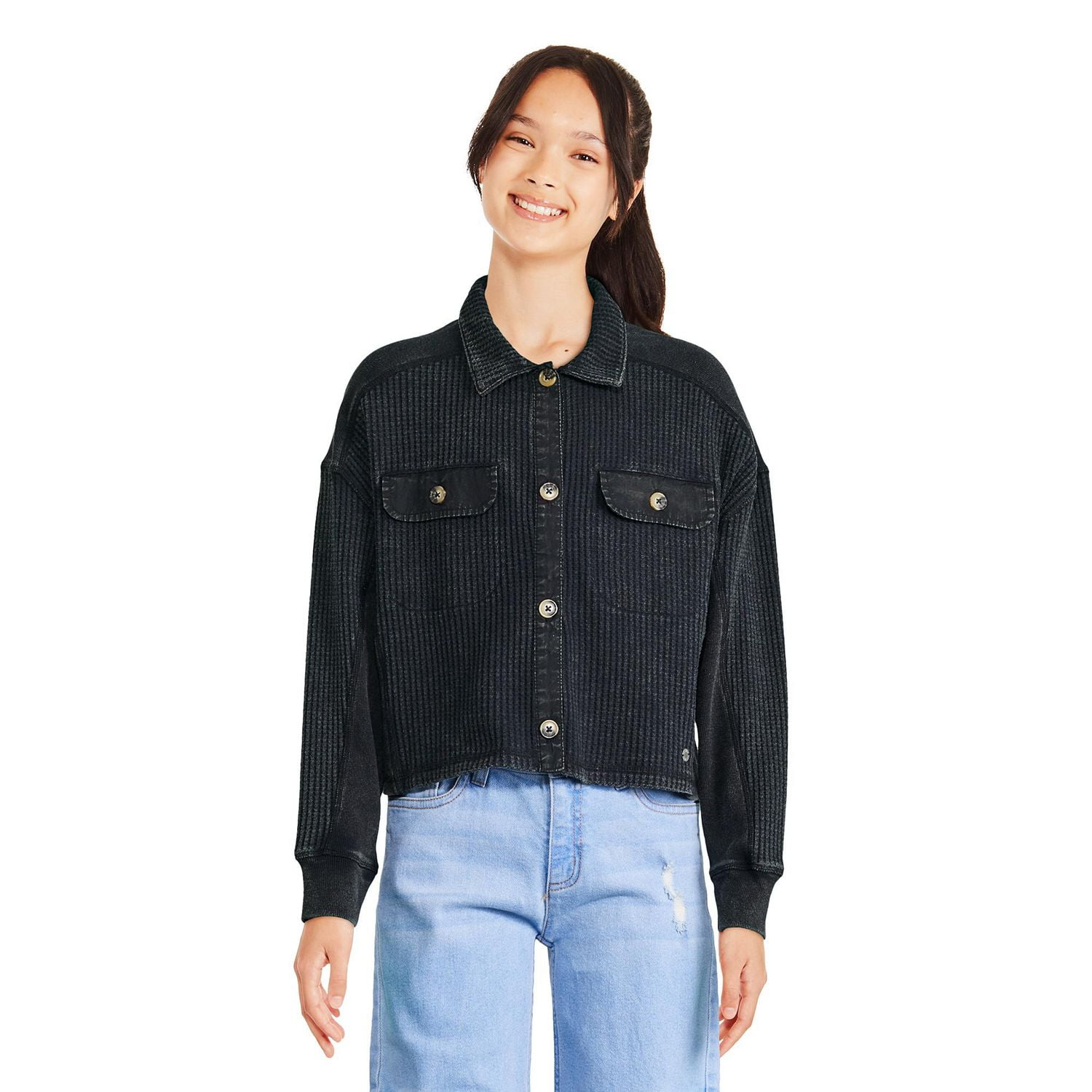 Justice Girls' Waffle Shacket