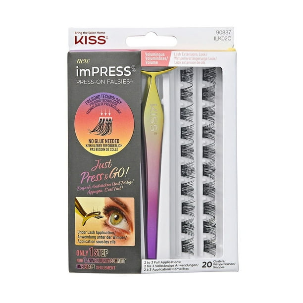 KISS ImPRESS Faux cils à pression, Volume, 20 faisceaux Impression à pression ImPRESS