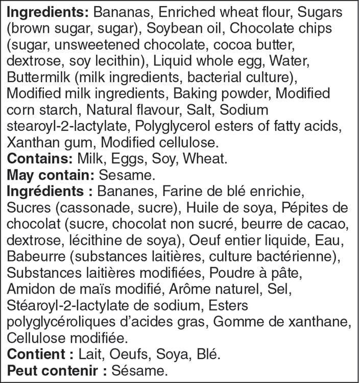 Your Fresh Market Banana Chocolate Chip Mini Muffins, 12 muffins, 336 g total