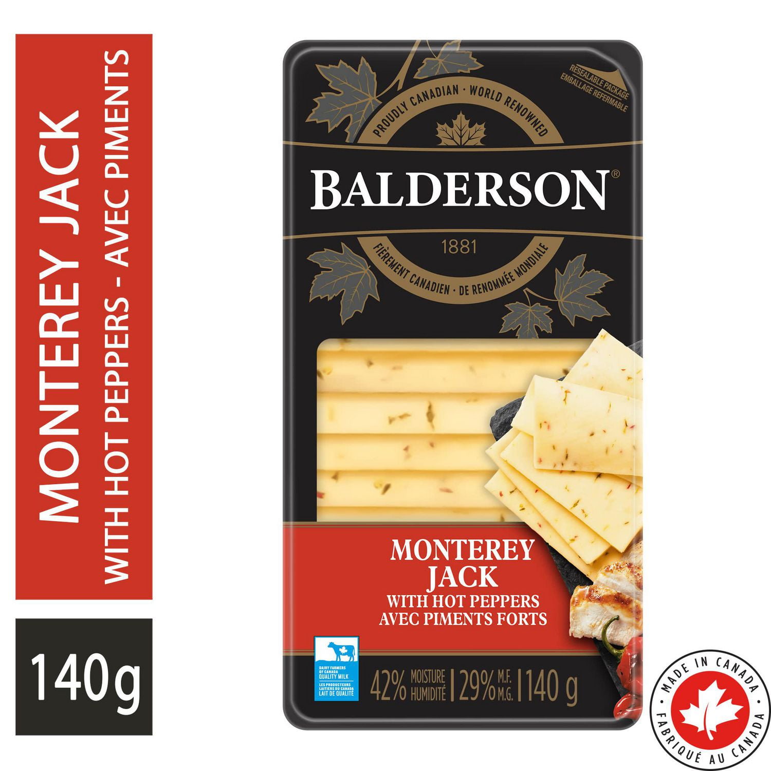 Balderson Fromage naturel tranché Monterey Jack avec piments