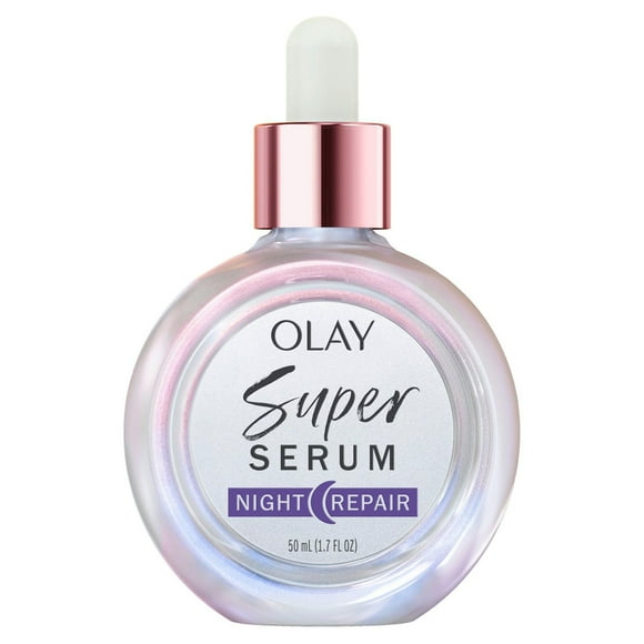 Olay Super Serum Night Repair 5-in-1 Lightweight Skin Cell Renewing Face Serum Wrinkle Correcting Skin Care Treatment with Salicylic Acid, Niacinamide, Lactic Acid, Glycerin, Peptide, 50ML