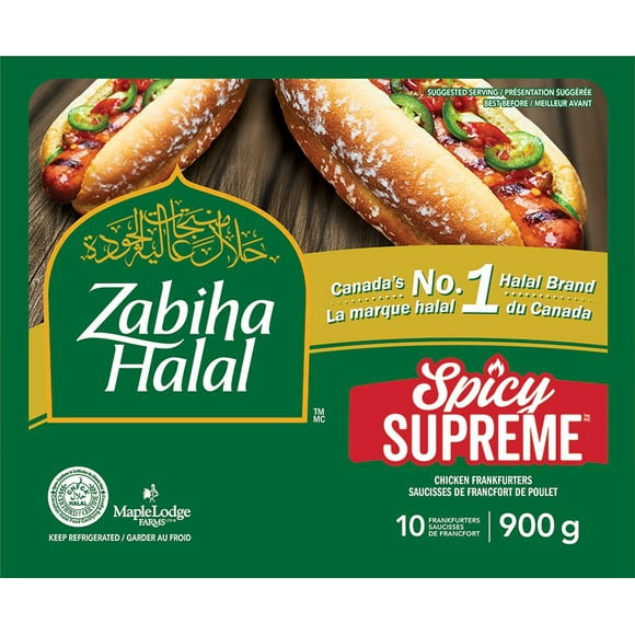 Zabiha Halal Spicy Supreme Chicken Frankfurters, Halal certified (CHFCA)