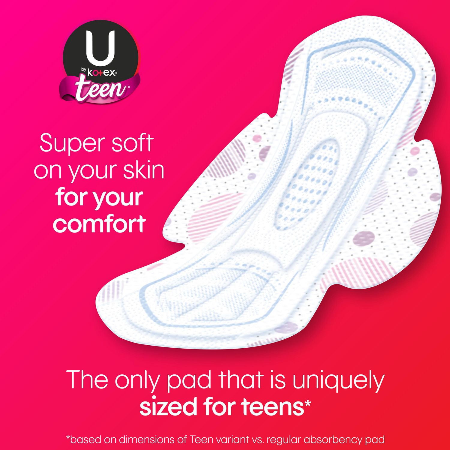 U by Kotex Ultra Thin Teen Pads with Wings, Extra Absorbency, Unscented 
