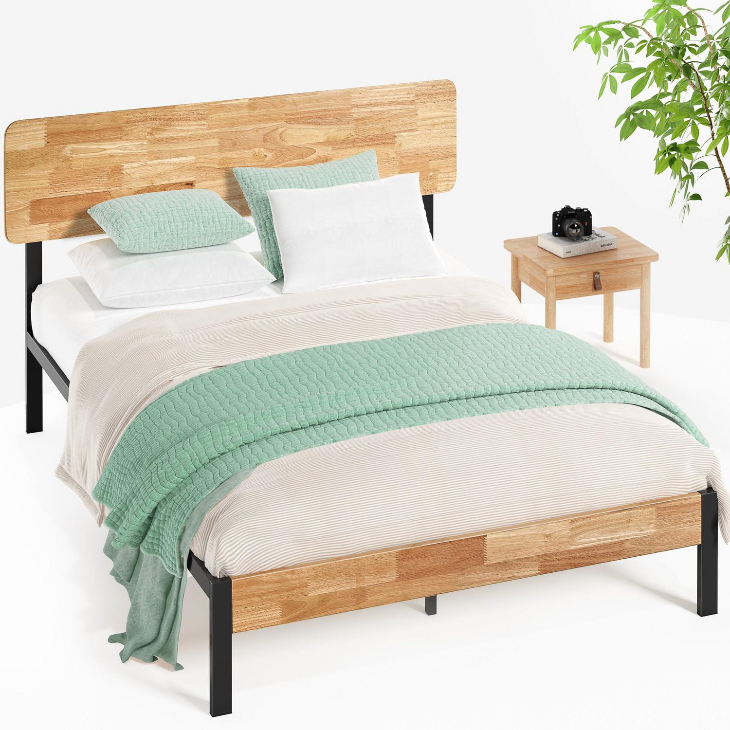 Zinus tuscan metal & store wood platform bed