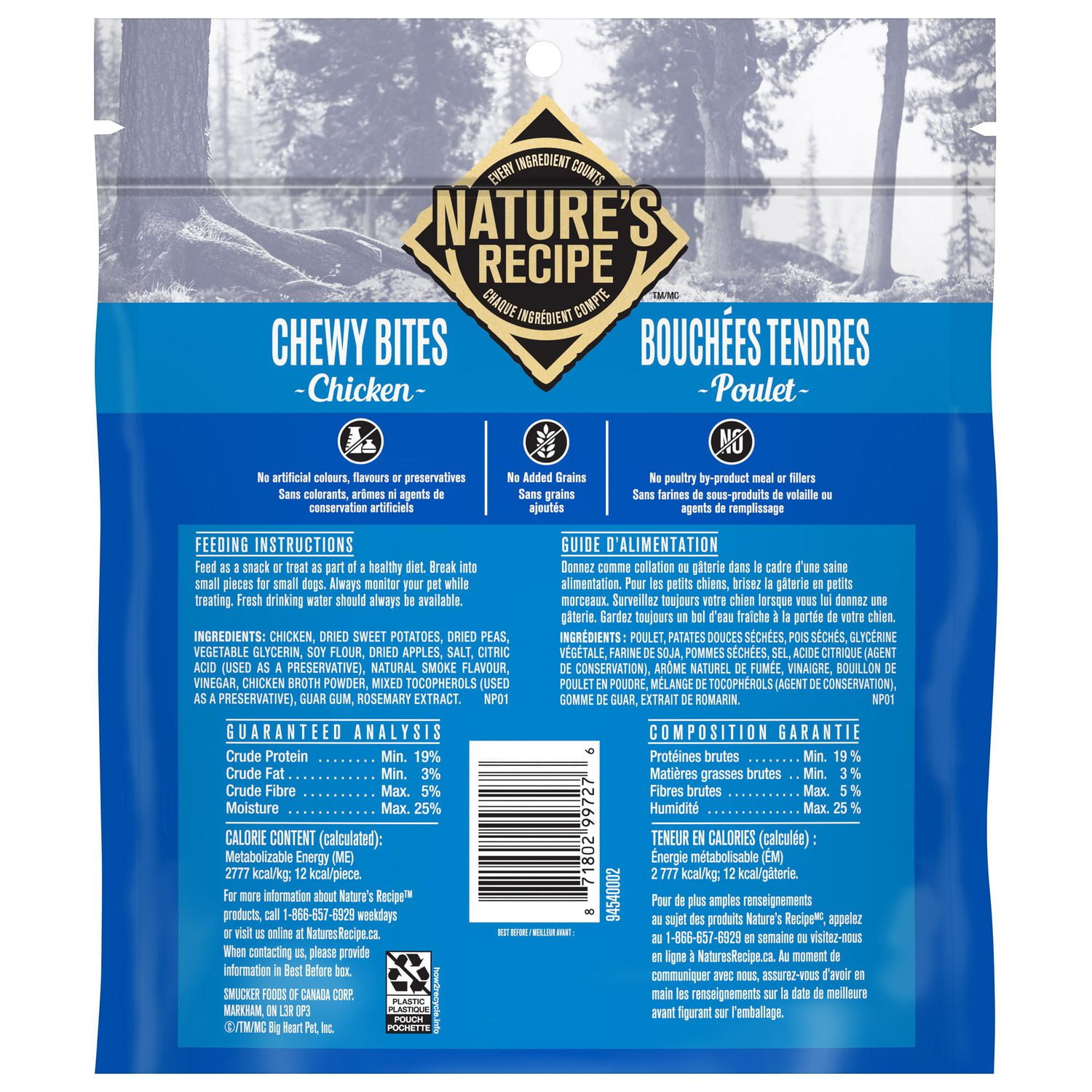 Nature s Recipe Chewy Bites Grain Free Natural Dog Treats Chicken Sweet Potato Apple Recipe 227g 454g Walmart