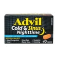 thumbnail image 1 of Advil Cold & Sinus Nighttime Caplets with Fever Relief, Nasal Decongestant, and Antihistamine, 40 Count, 1 of 7