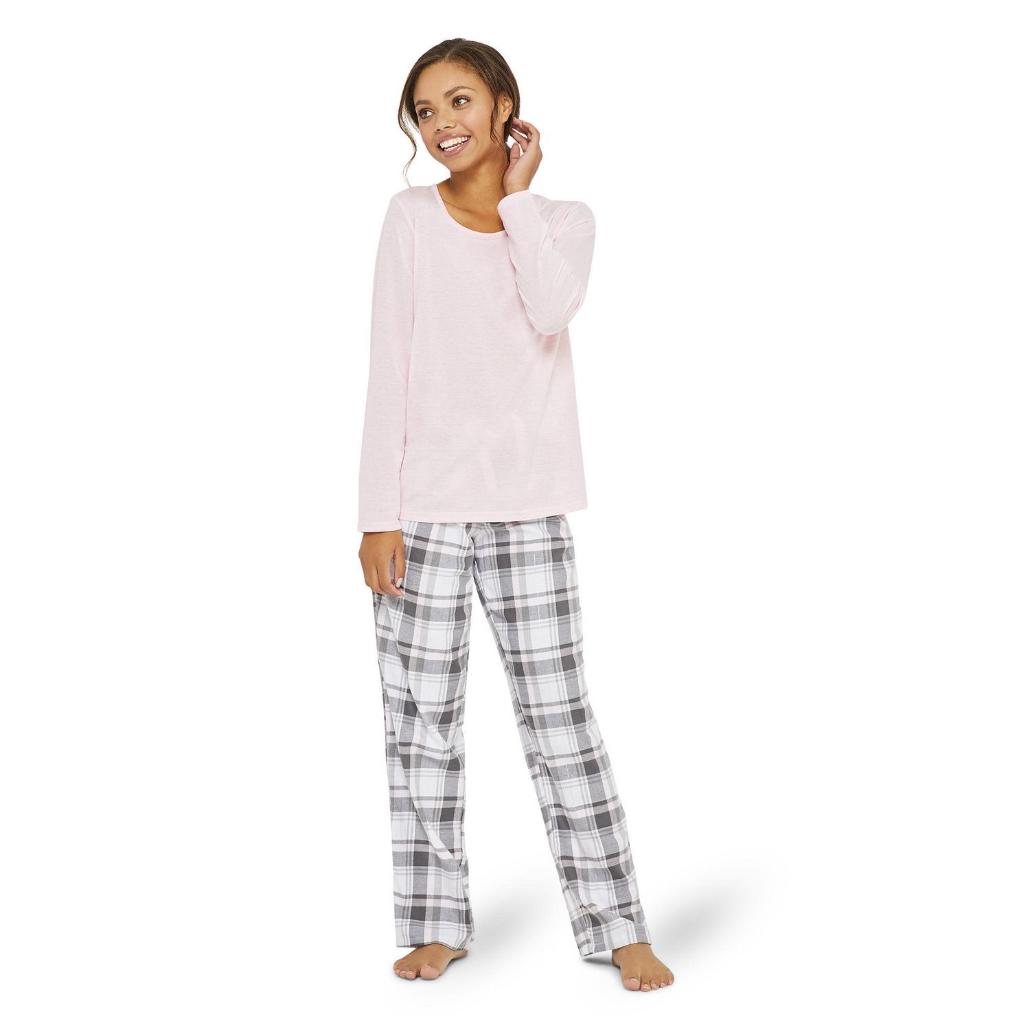SIORO Flannel Pyjamas for Women Cotton Plaid Pyjama Sets Ladies Long Sleeve Sleepwear 