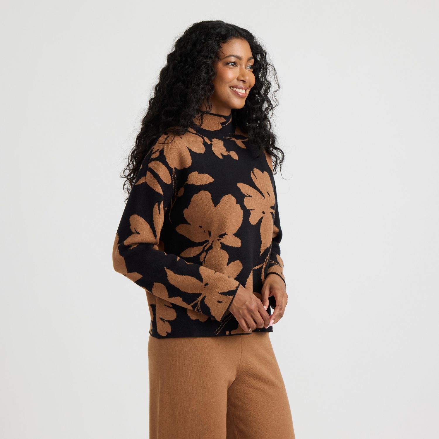 Chandail à manches longues et col cheminée en intarsia de Mexx pour femmes