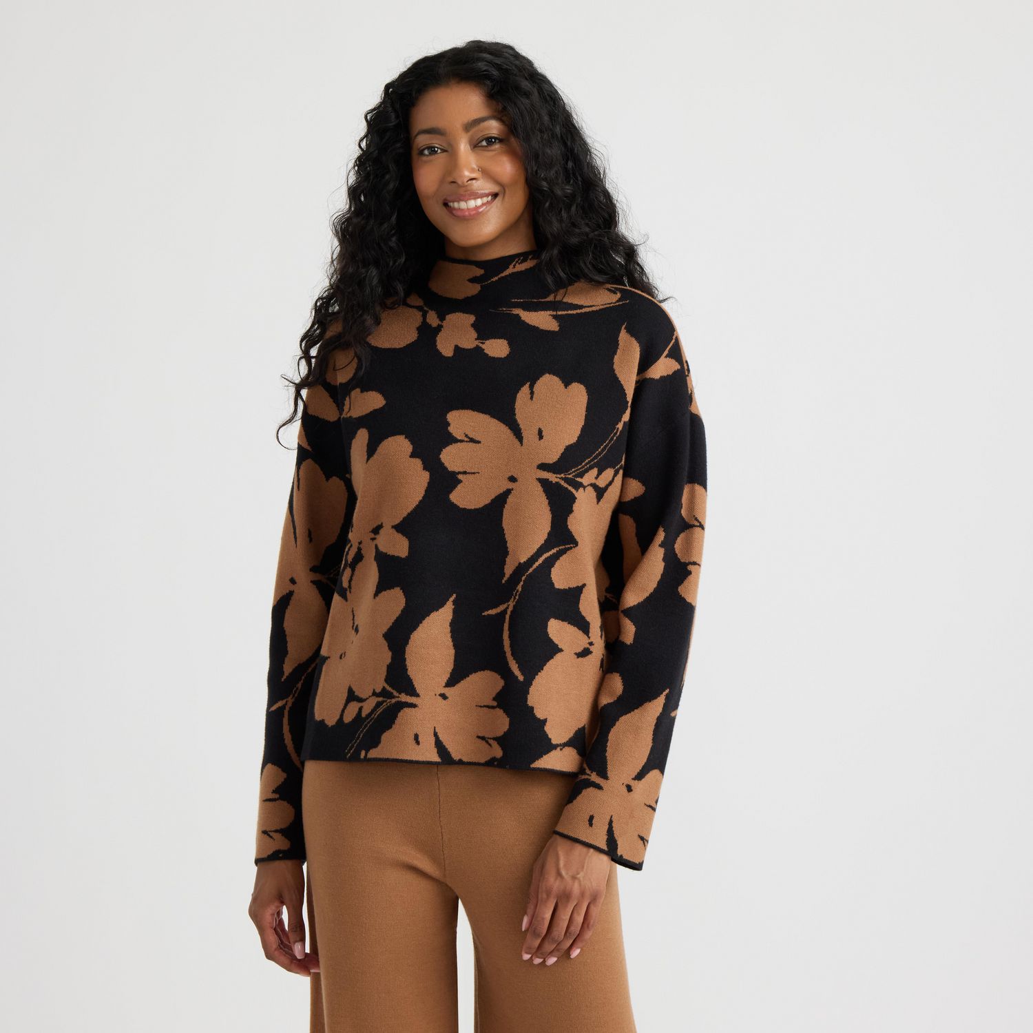 Chandail à manches longues et col cheminée en intarsia de Mexx pour femmes