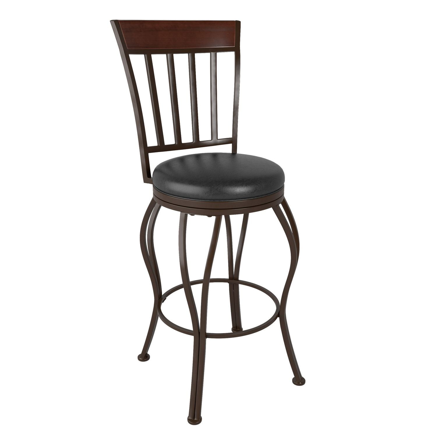 CorLiving Jericho Metal Bar Height Barstool with Glossy Dark Brown ...