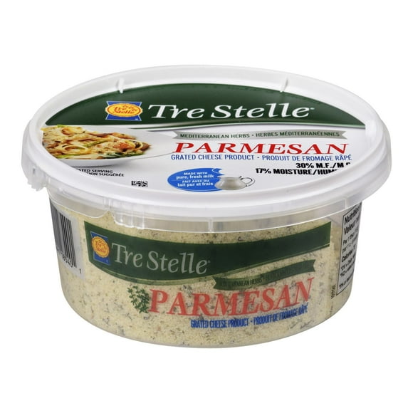 Tre Stelle Mediterranean Herbs Grated Parmesan Cheese Product, 125 g