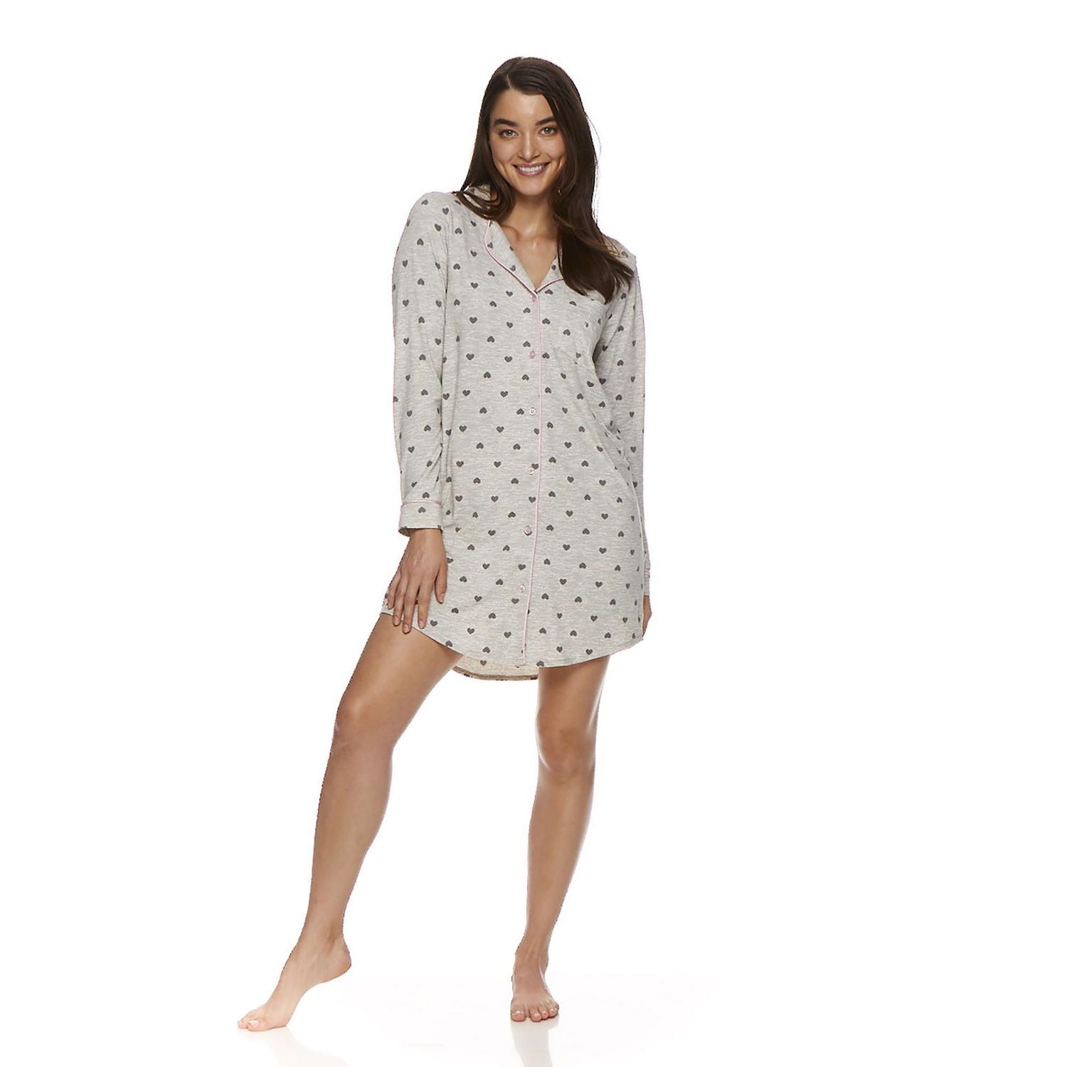 U.S. Polo Assn. Women's Pajama Long Sleeve Notch Collar Knit Nightshirt