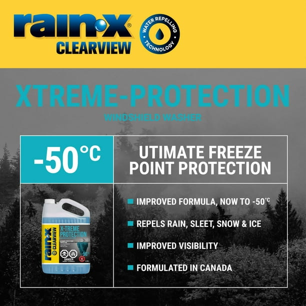 Rain-X 2-en-1 Lave Glace Voiture et Nettoyant Vitre Bain avec Traitement  Anti Pluie Pare Brise Technologie Hydrophobique 500 ml