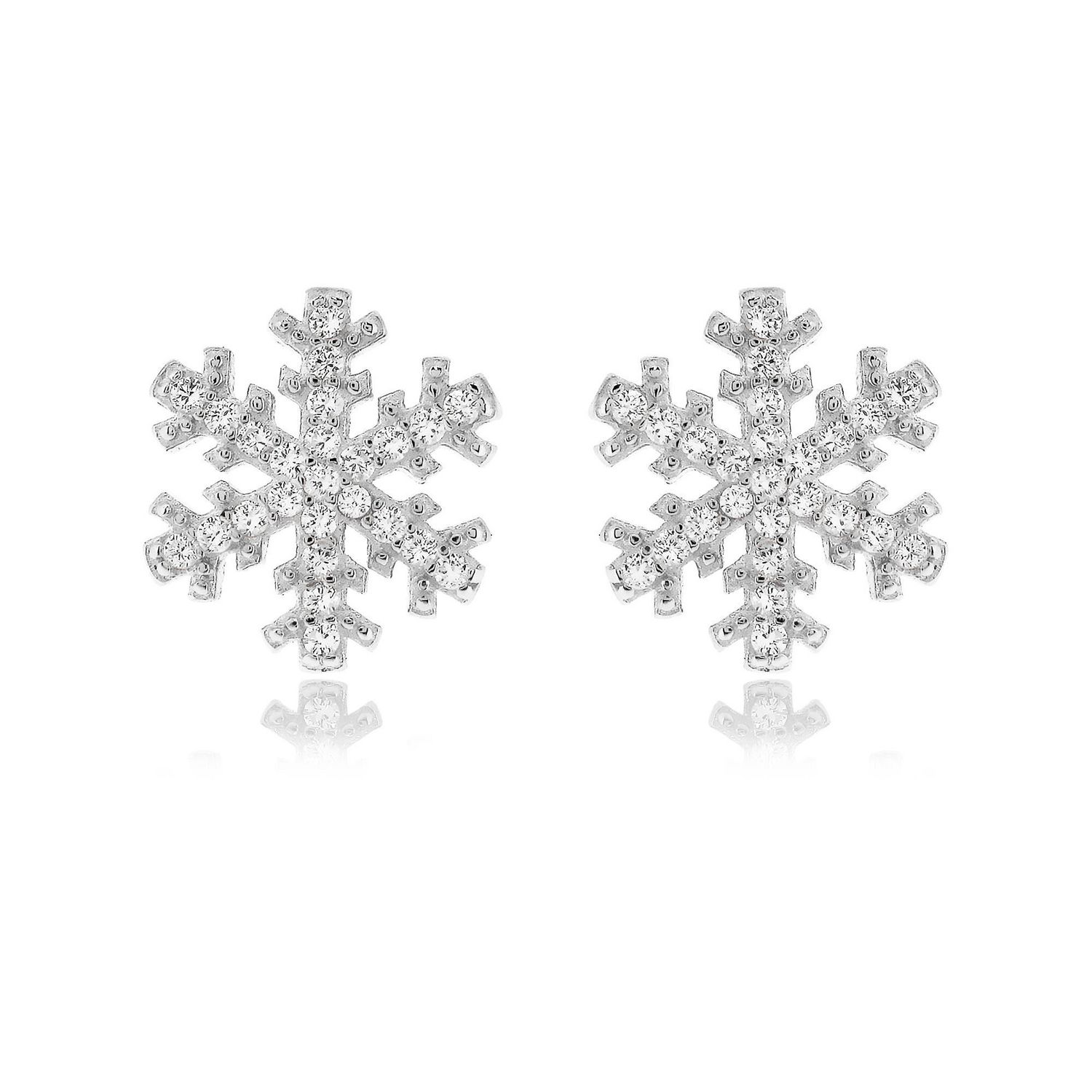 Pure - Women's Cubic Zirconia Snowflake Earrings set in Sterling Silver ...