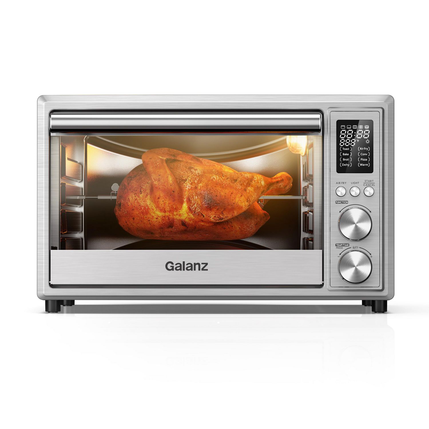 Galanz 26 qt. 1800-Watt Stainless Steel 6-Slice with Air Fry Digital  Toaster Oven GTH12A09S2EWAC18 - The Home Depot