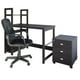 CorLiving Ensemble de fauteuil, caisson et un bureau de travail - espresso noir, 3 pièces – image 1 sur 5