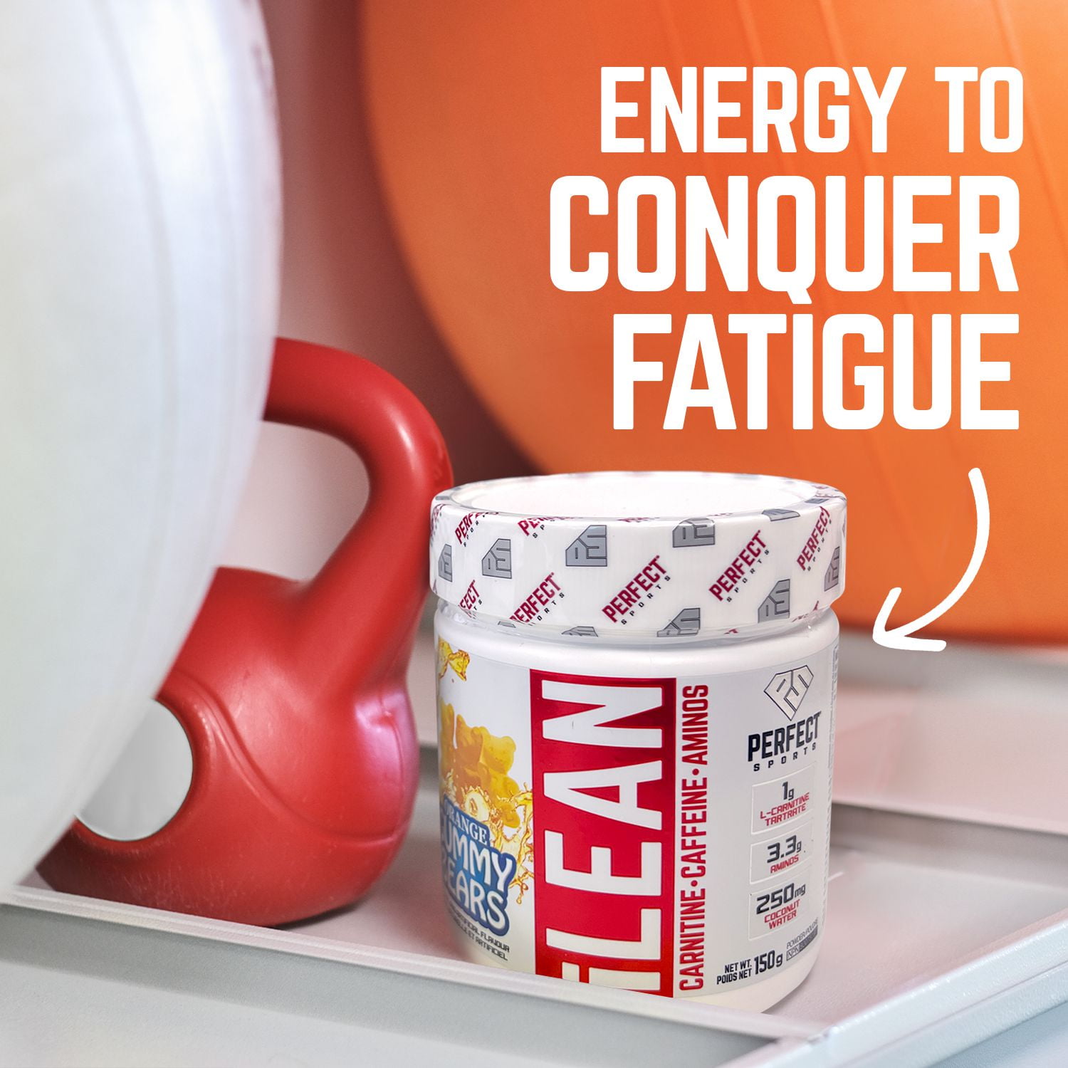 PERFECT Sports - Perte de poids + Énergie Caféine + Aminos - Orange Gummy Bears, 30 portions