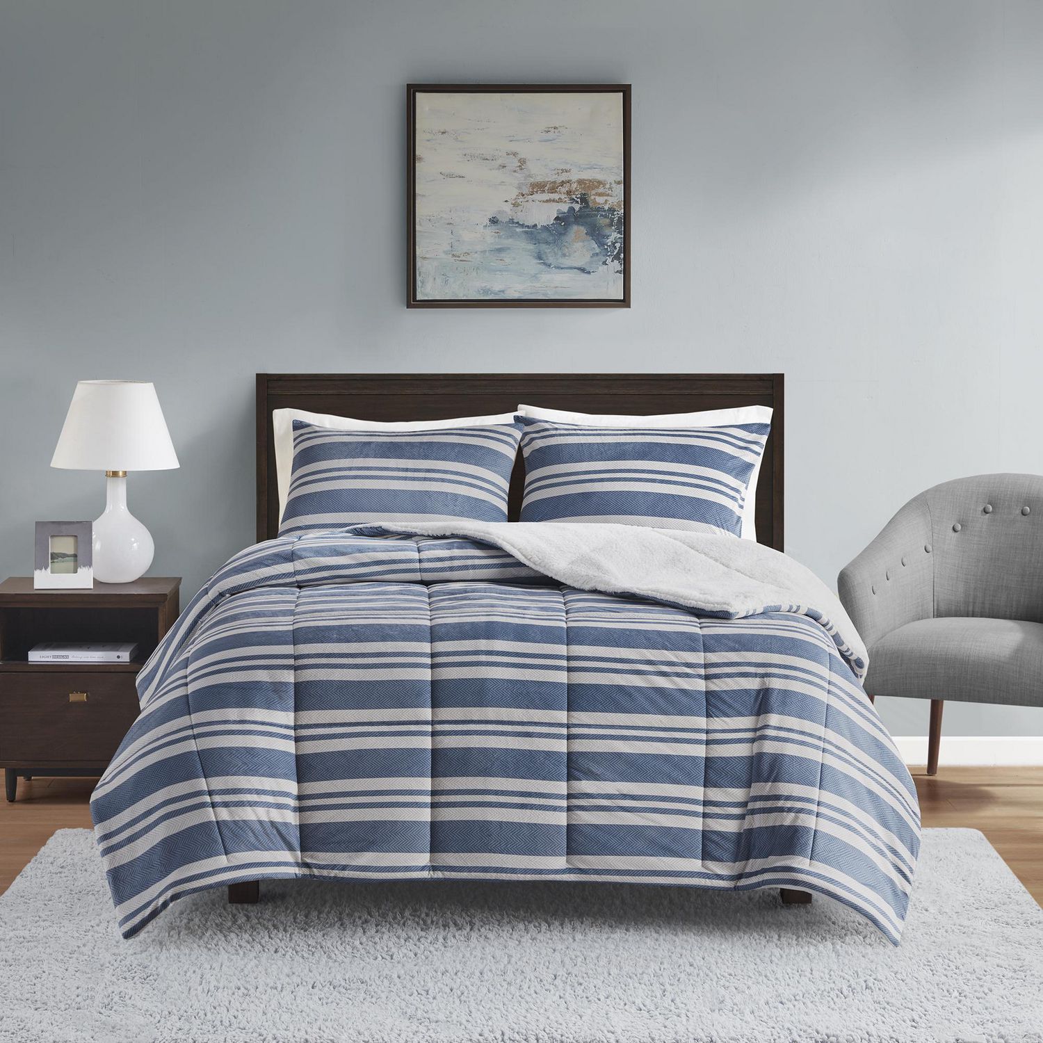 Home Trends 3 Piece Plush Reversible Comforter Set 