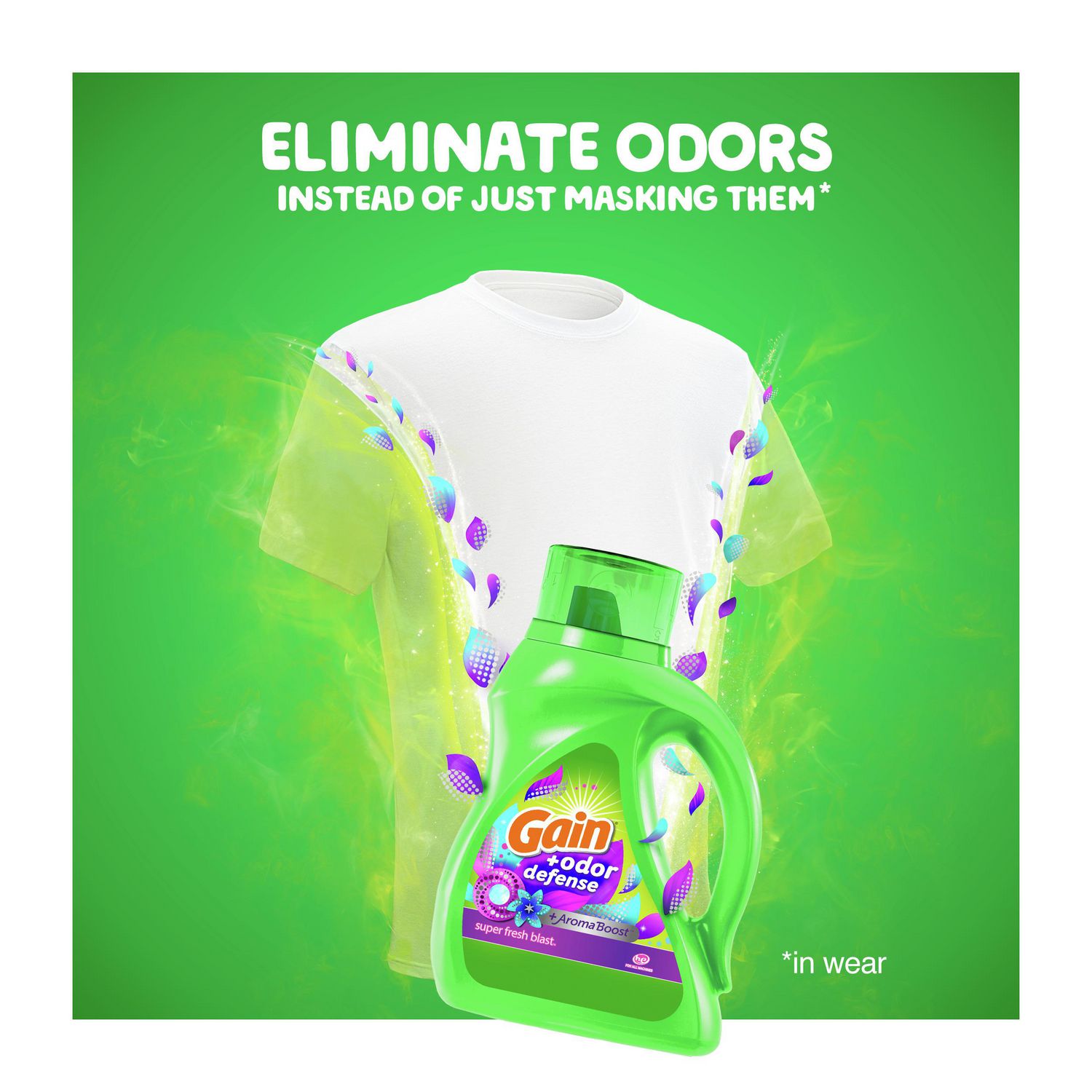 Gain + Odor Defense Liquid Laundry Detergent, Super Fresh Blast 
