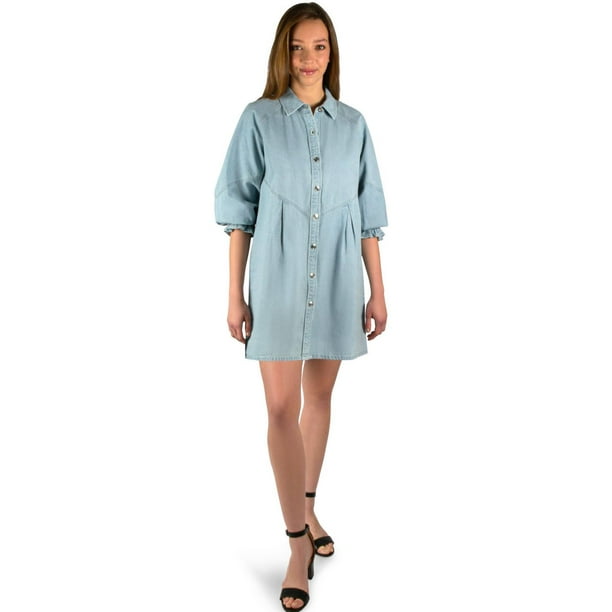 denim shirt dress canada M A Y E MONTANA DENIM SHIRTDRESS - LIGHT BLUE