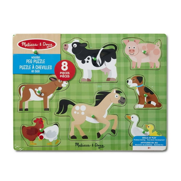 Puzzle bois personnalisé avec animaux de la ferme, cheval, vache.
