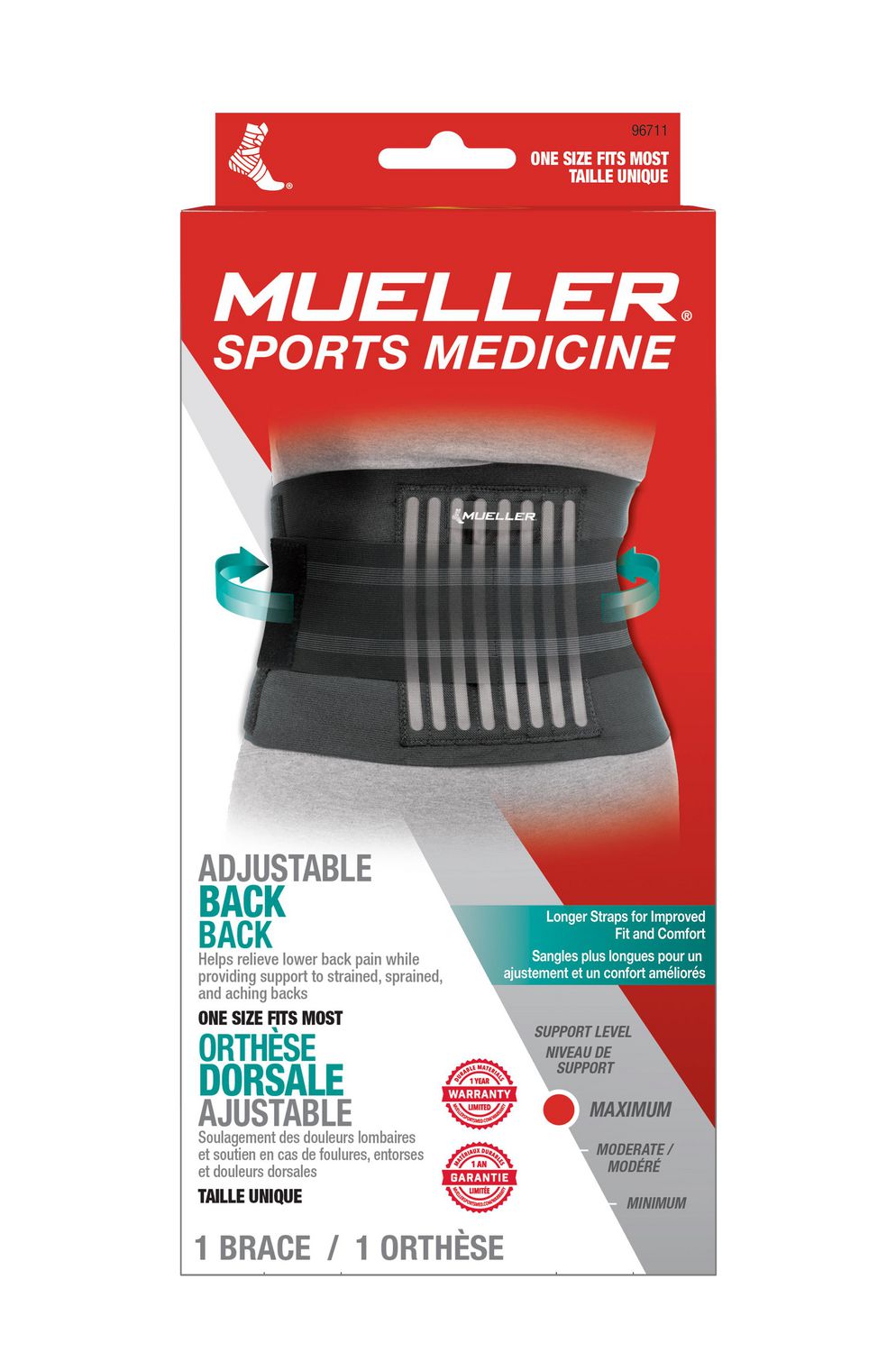 Adjustable Back Brace, OSFM