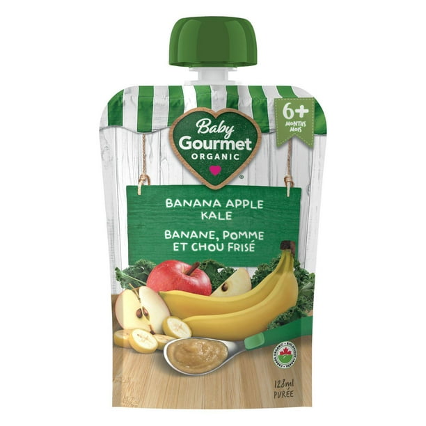 Purée biologique banane, pomme et chou frisé de Baby Gourmet Purée - 128 mL