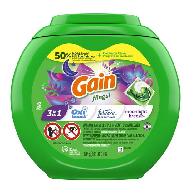 Gain Détergent à lessive liquide flings!,Original, HE, 81;capsules