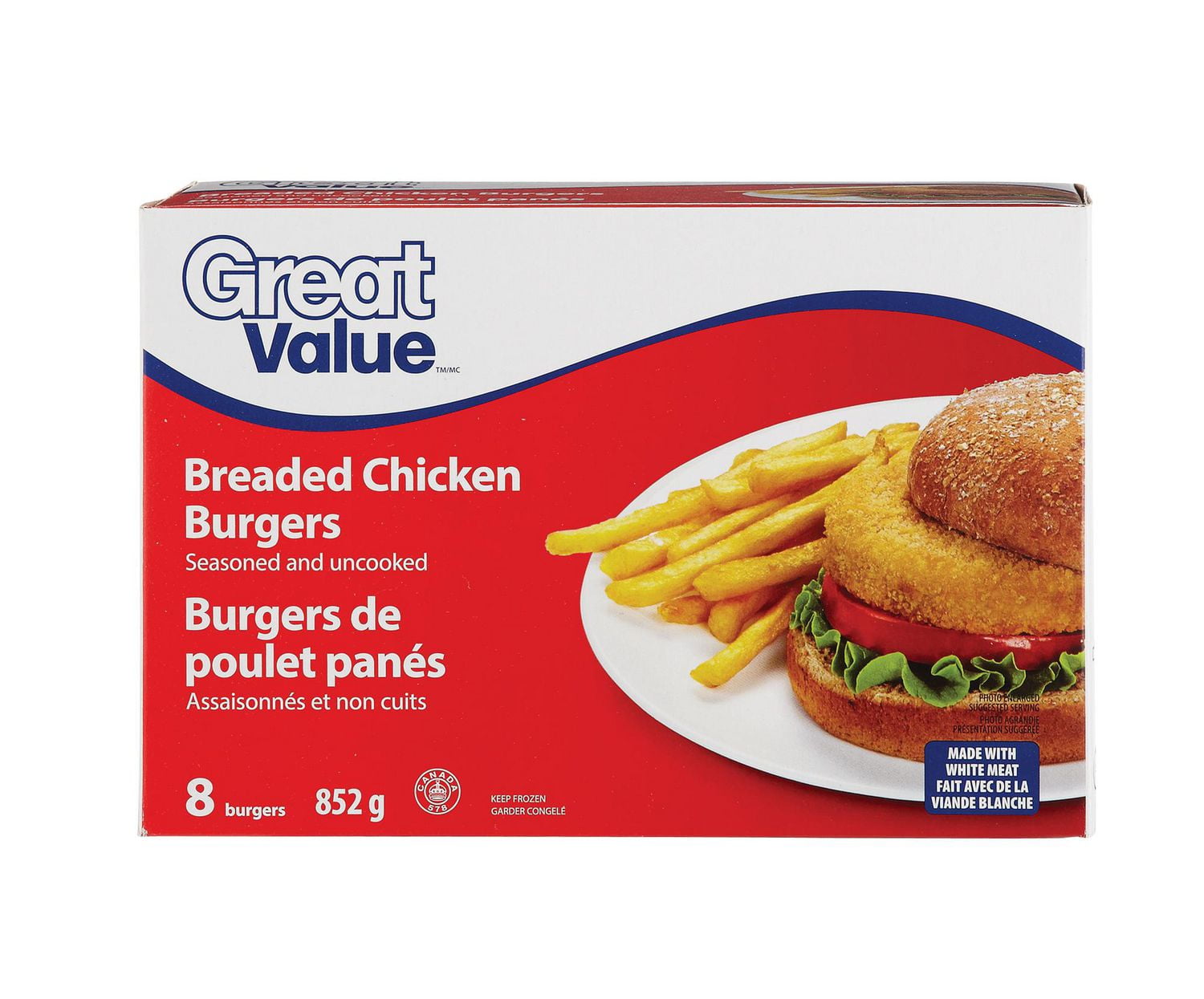 Great Value Breaded Chicken Burgers Seasoned And Uncooked Walmart Canada