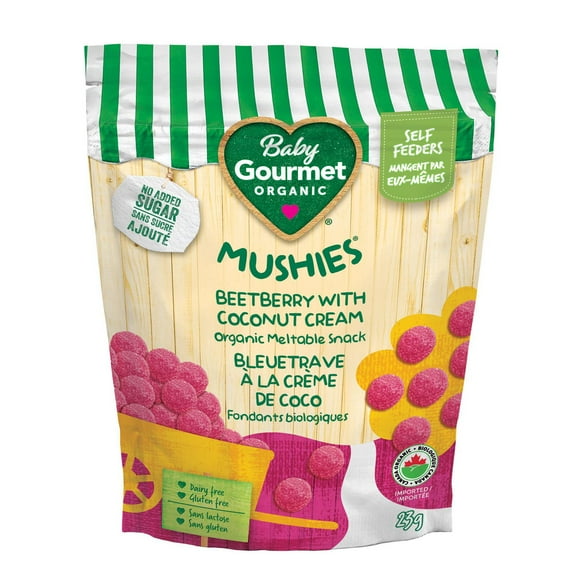 Baby Gourmet Organic Meltable Mushies Beetberry with Coconut Cream, Organic Meltable Snack - 23g