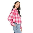 thumbnail image 2 of No Boundaries Women's Cropped Flannel Shirt, 2 of 6