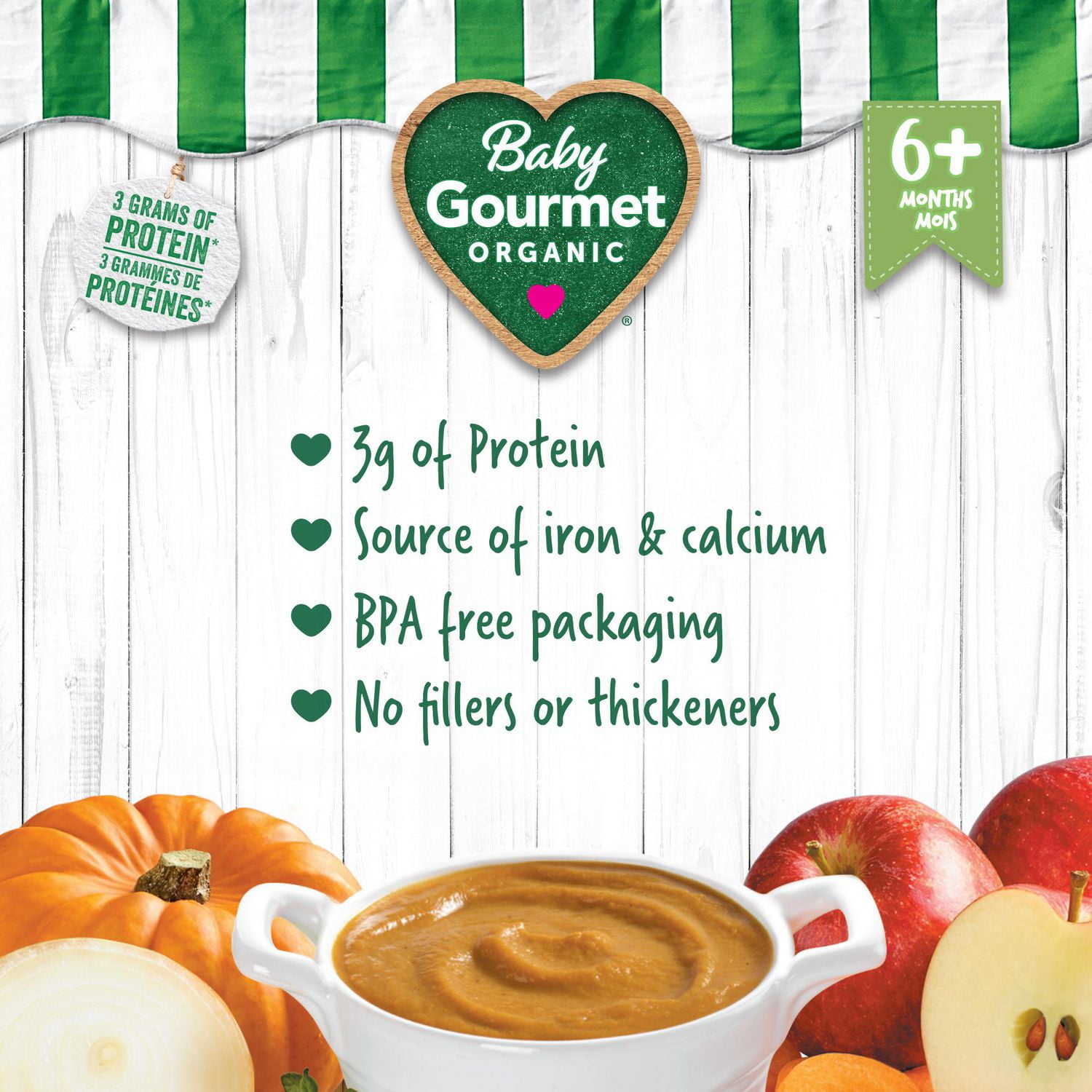 Baby Gourmet Organic Meal Autumn Pumpkin Pear & Beef Stew, Puree - 128 mL 