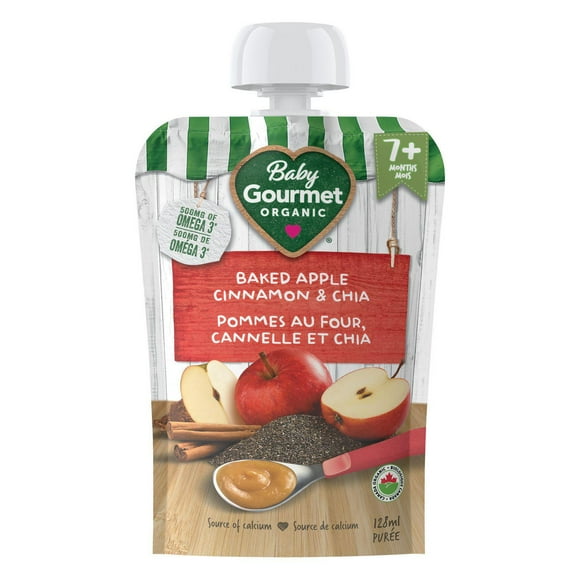 Baby Gourmet Organic Puree Baked Apple Cinnamon & Chia, Puree - 128 mL
