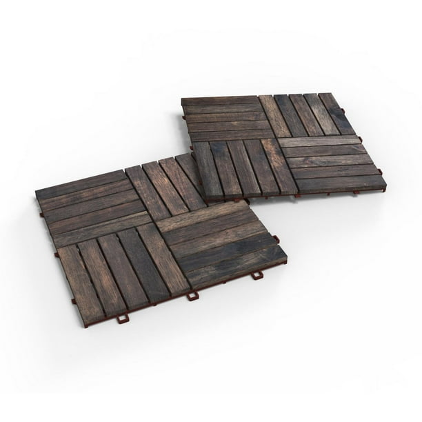 Acacia Wood Deck Tiles by Interbuild Canada a pack of 10 tiles with
