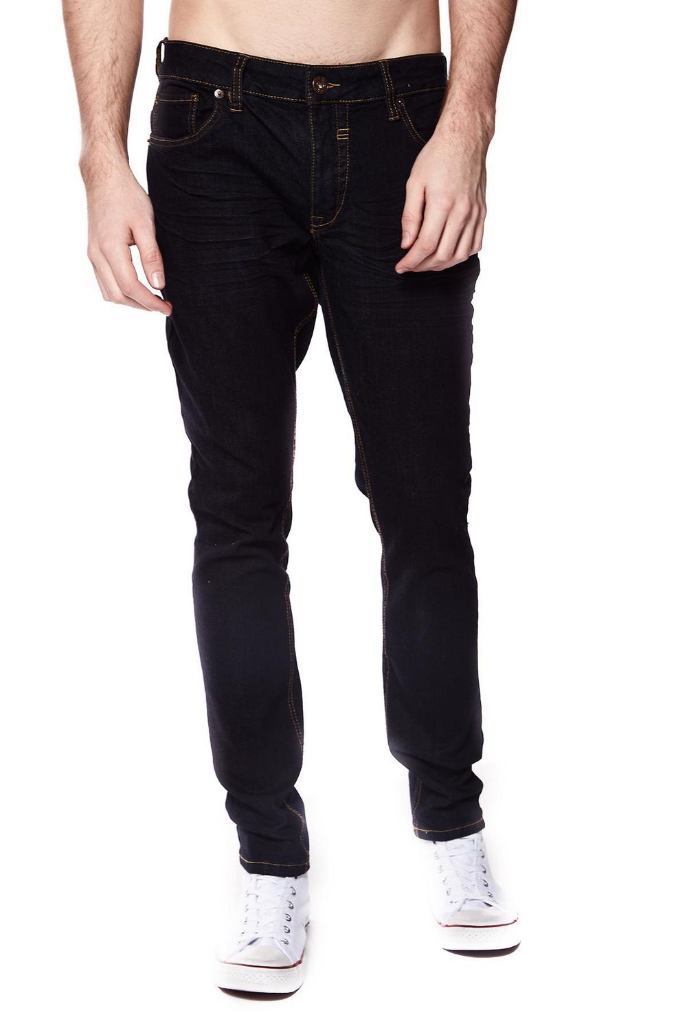 Jeaniologie ™ Men 5-Pocket Slim Fit Jeans | Blue-Black Wash, Sizes 28 - 38