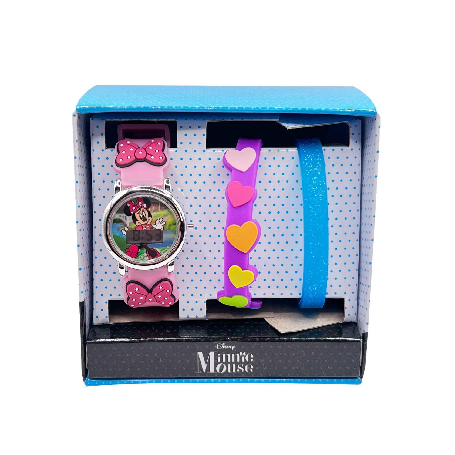 Ensemble de montres en caoutchouc laser ACL avec bracelet Minnie Mouse pour enfants