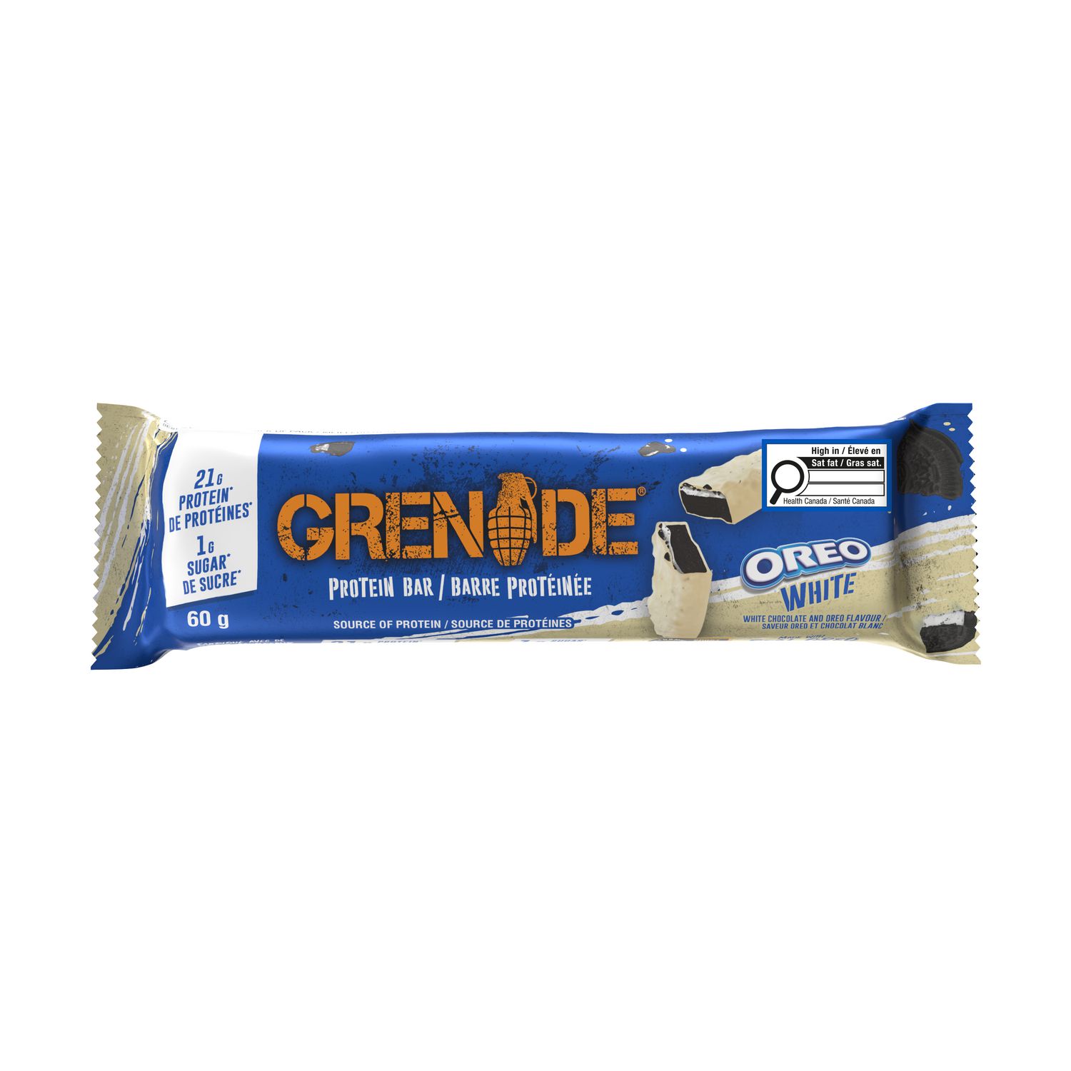 Grenade Barre Proteinée Oreo Blanc, 60g barre