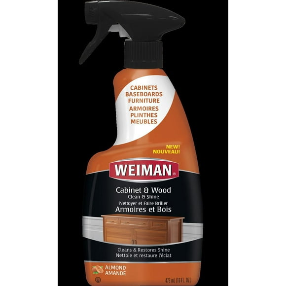 Weiman Cabinet & Wood Clean and Shine for Furniture, Cabinets, Baseboards, Almond Scent, 16 oz, Weiman Cabinet & Wood Cleaner