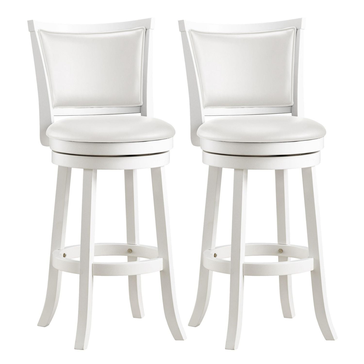 CorLiving Woodgrove White Wood Barstools with Leatherette Seat and