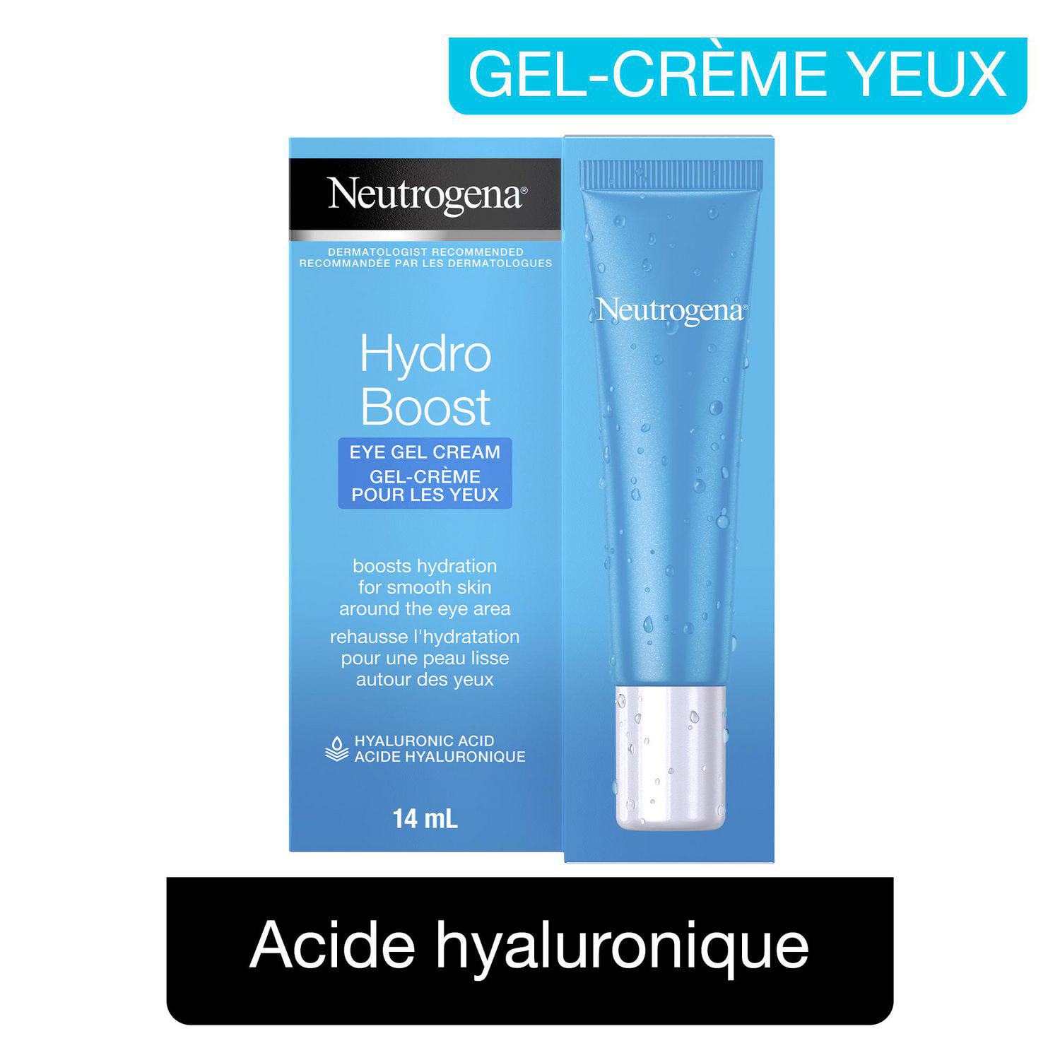 Neutrogena Hydro Boost Gel Eye Cream with Hyaluronic Acid, Under Eye  Moisturizer, Unscented, 14 mL