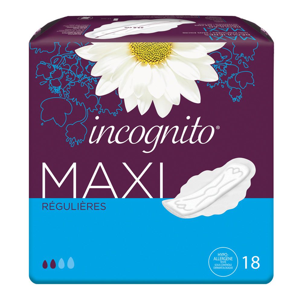 Incognito® Maxi Regular pads with Tabs 18's Walmart Canada