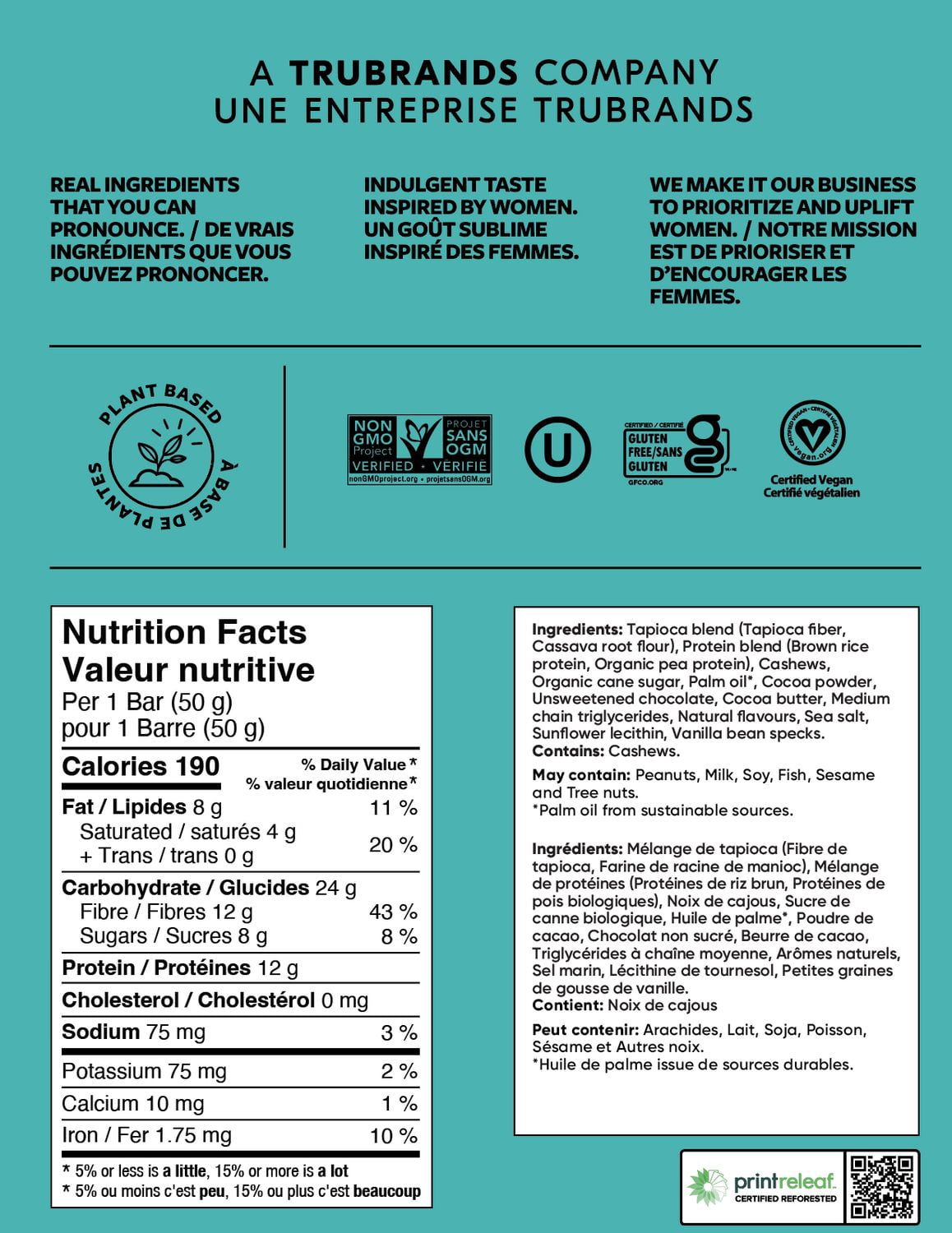thumbnail image 2 of Oh Oh Cookie Dough, 12g Protein, 12g Fibre, Gluten Free, Plant Based, No Dairy or Soy, 190 Calories, 50g Bar, 2 of 5
