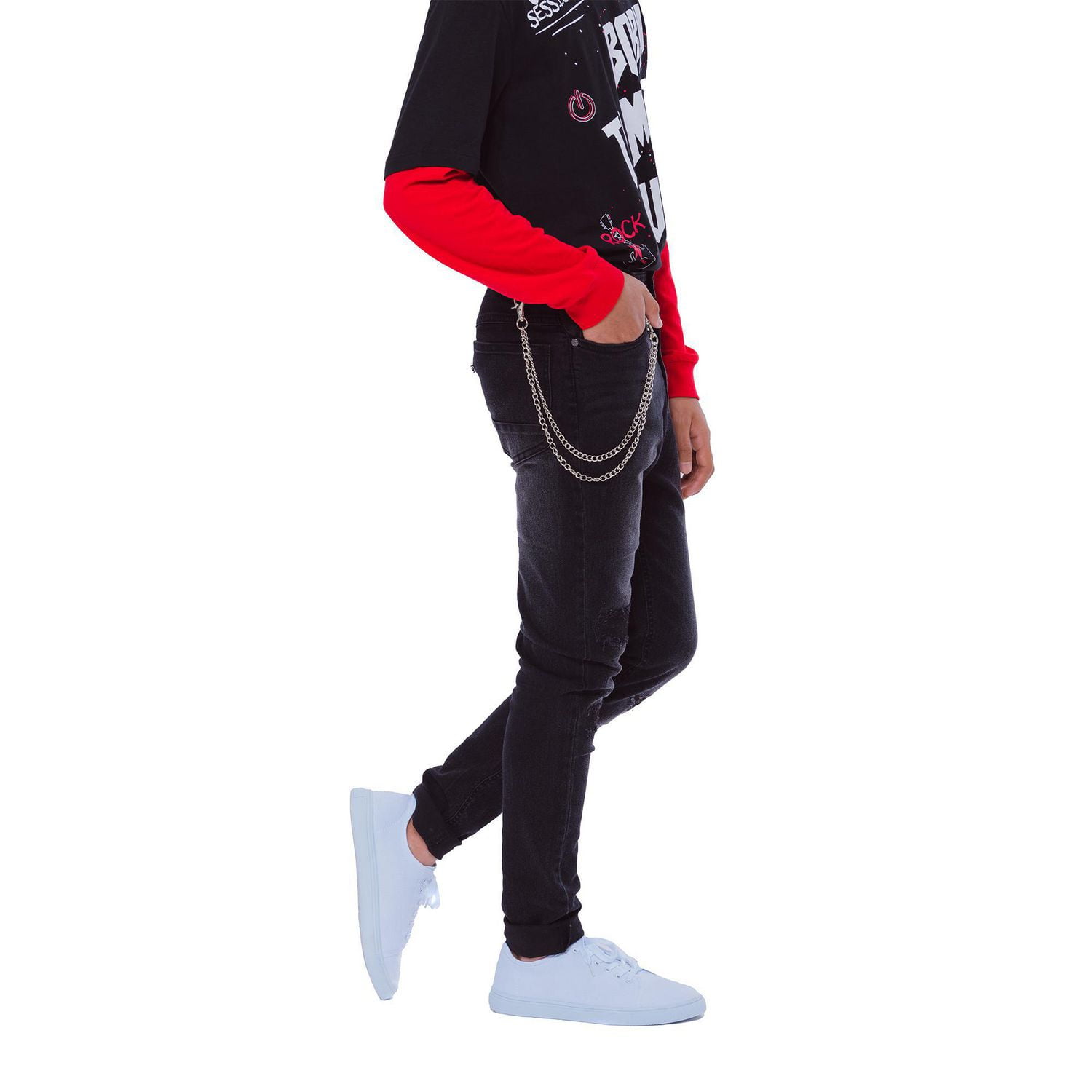 Garçon Mini Pop Jeans Rocker Street Denim Gris Foncé Pour Enfants