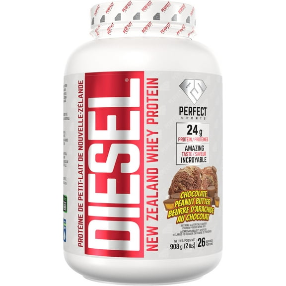 DIESEL New Zealand Whey Protein Powder, Grass-Fed, Gluten Free, Chocolate Peanut Butter, 2lbs (908g)
