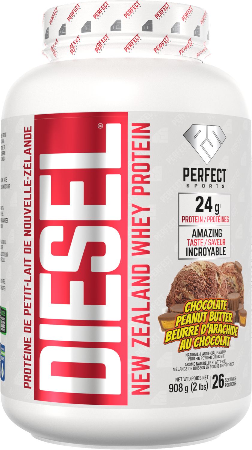 DIESEL New Zealand Whey Protein Powder, Grass-Fed, Gluten Free, Chocolate Peanut Butter, 2lbs (908g)